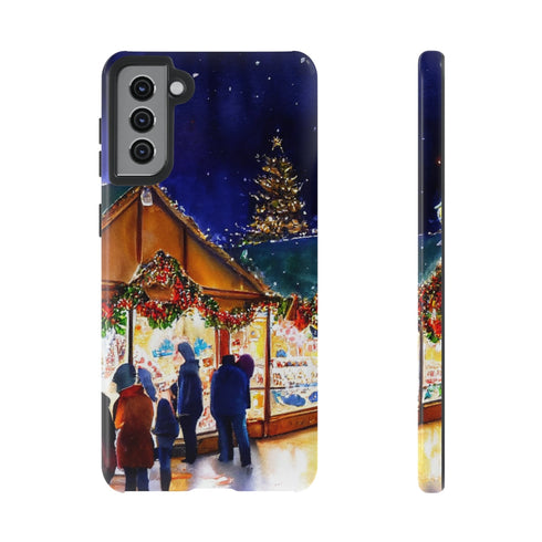 Shopping at the Christmas Market - Impact Resistant Phone Case Samsung Galaxy S21 Plus Glossy
